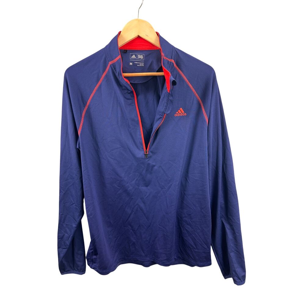 Adidas Golf Quarter Zip Pullover Men’s M Navy Red Climalite Stretch Layer